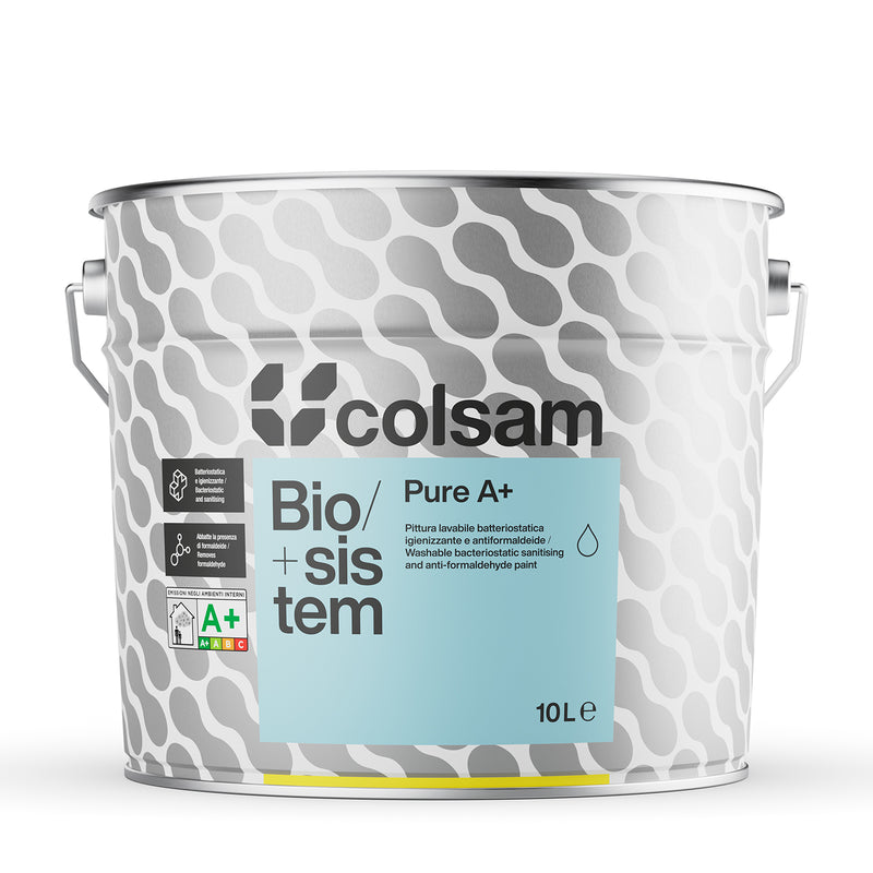 Abwaschbare Wandfarbe auf Wasserbasis, desinfizierend, bakteriostatisch, Biosistem Pure A+ Colsam 10LT