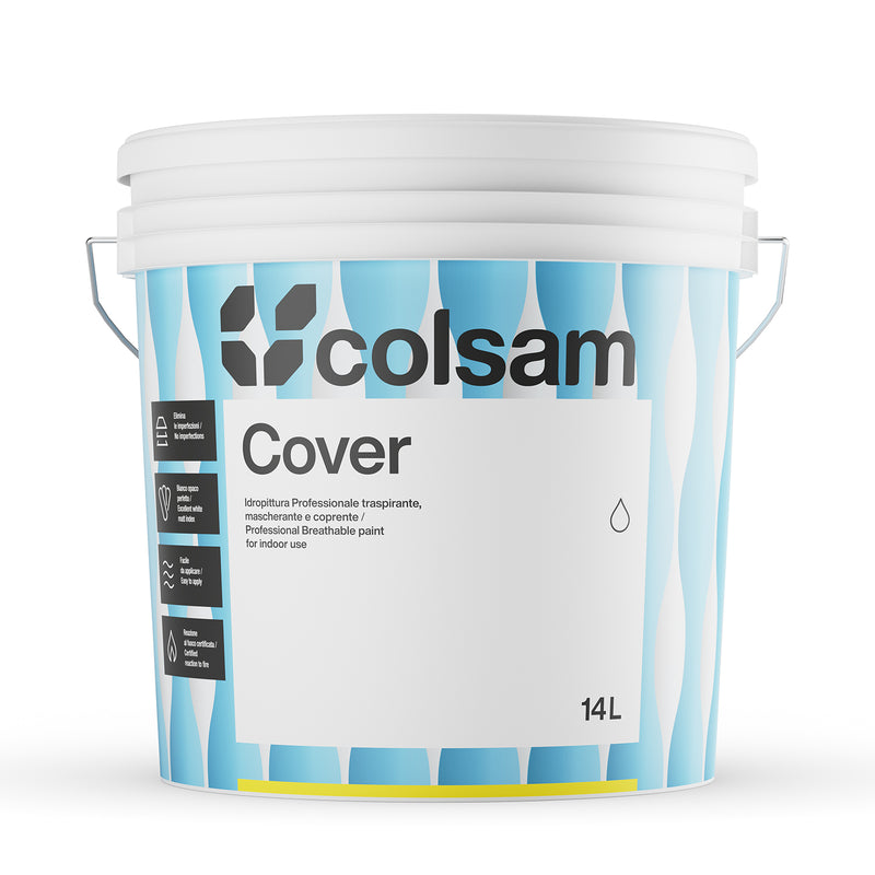 Professionelle transpirierende Wandfarbe auf Wasserbasis zum Maskieren und Abdecken von mattweißem Colsam COVER 5LT